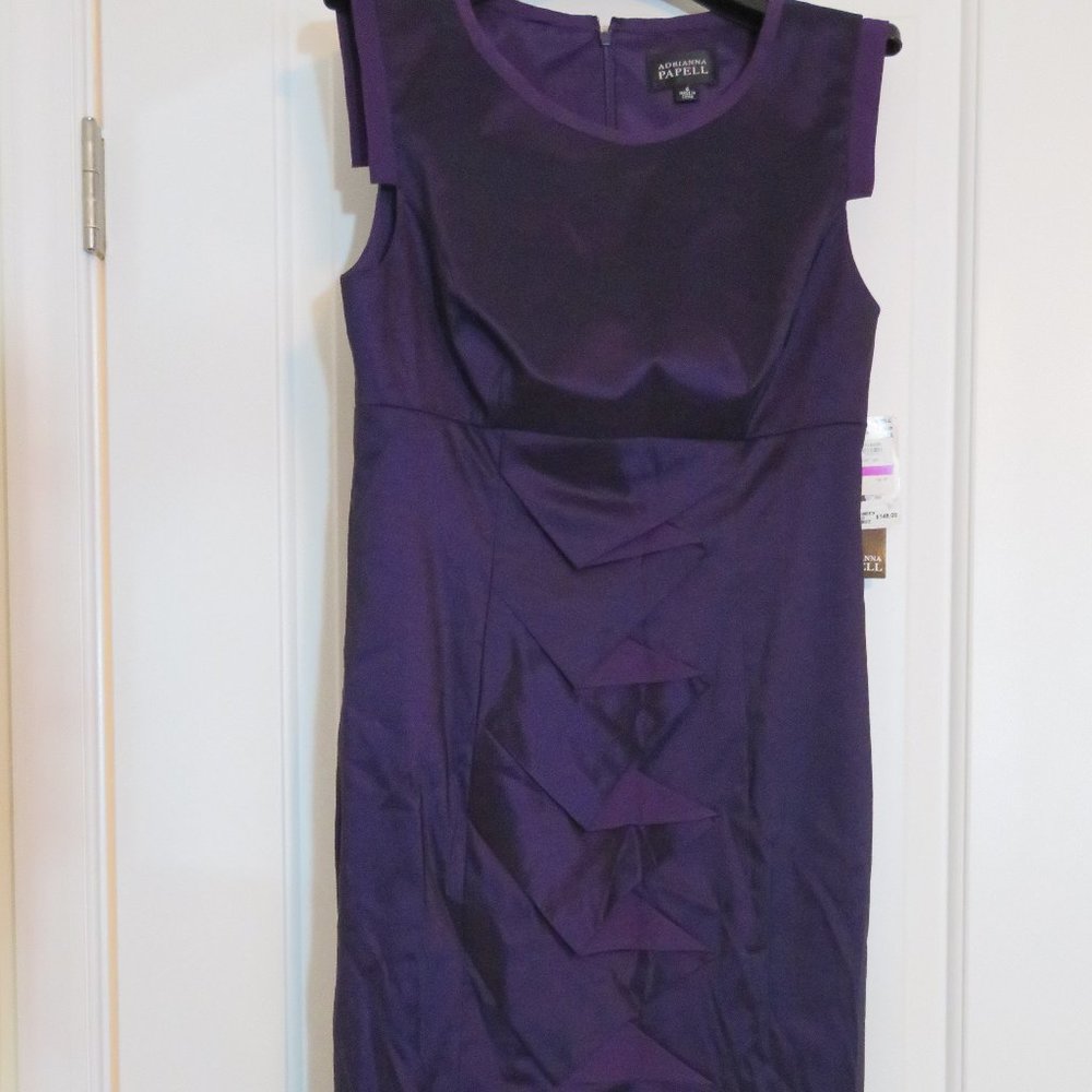 NWT Adrianna Papell Shiny Purple Empire Waist Cocktail Dress Sz 4